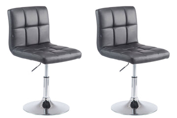 2-delige Set Lounger Stoelen - Luxe Kunstleer - Hoogte Verstelbaar, Chroom-look Frame Kleur zwart