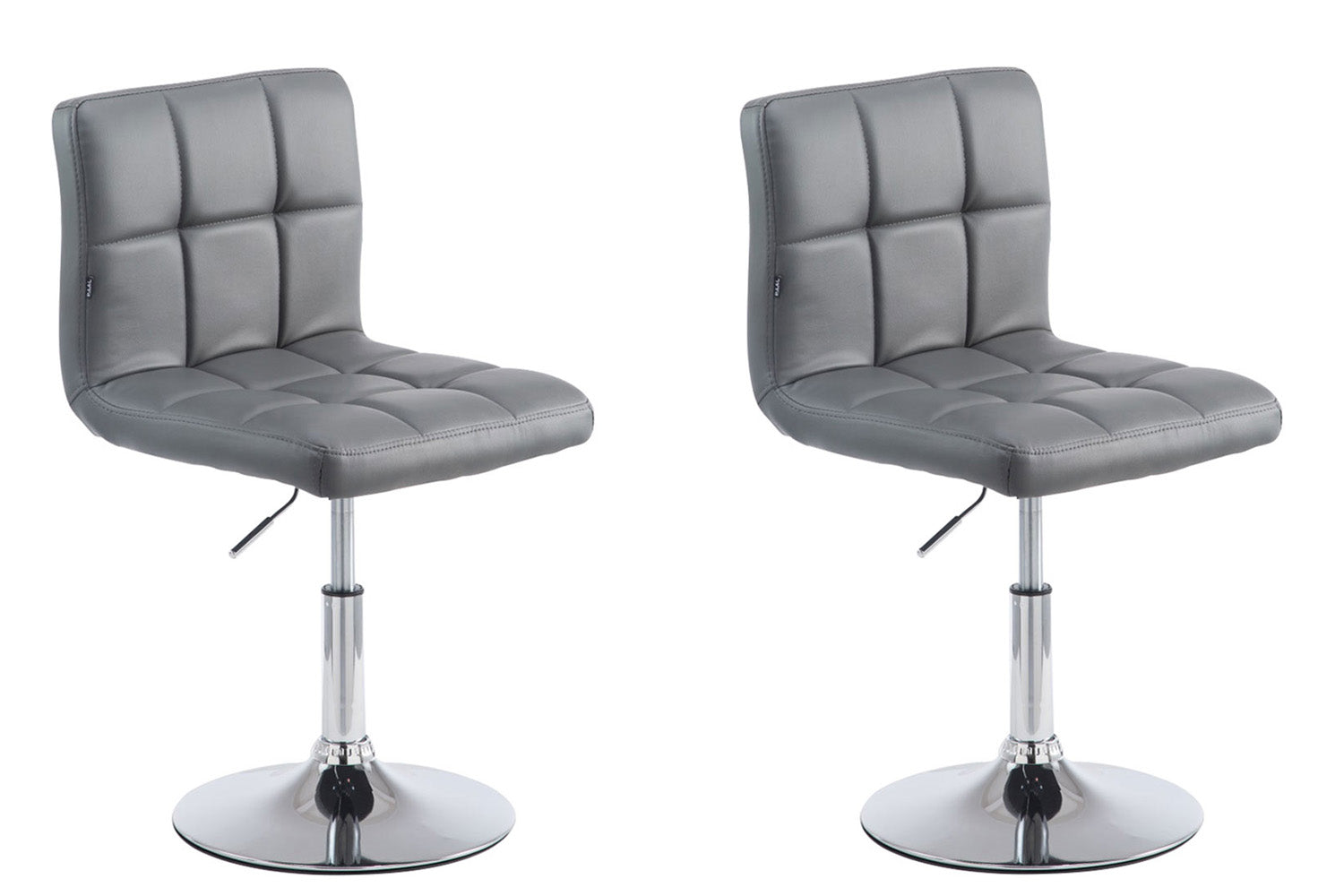 2-delige Set Lounger Stoelen - Luxe Kunstleer - Hoogte Verstelbaar, Chroom-look Frame Kleur grijs