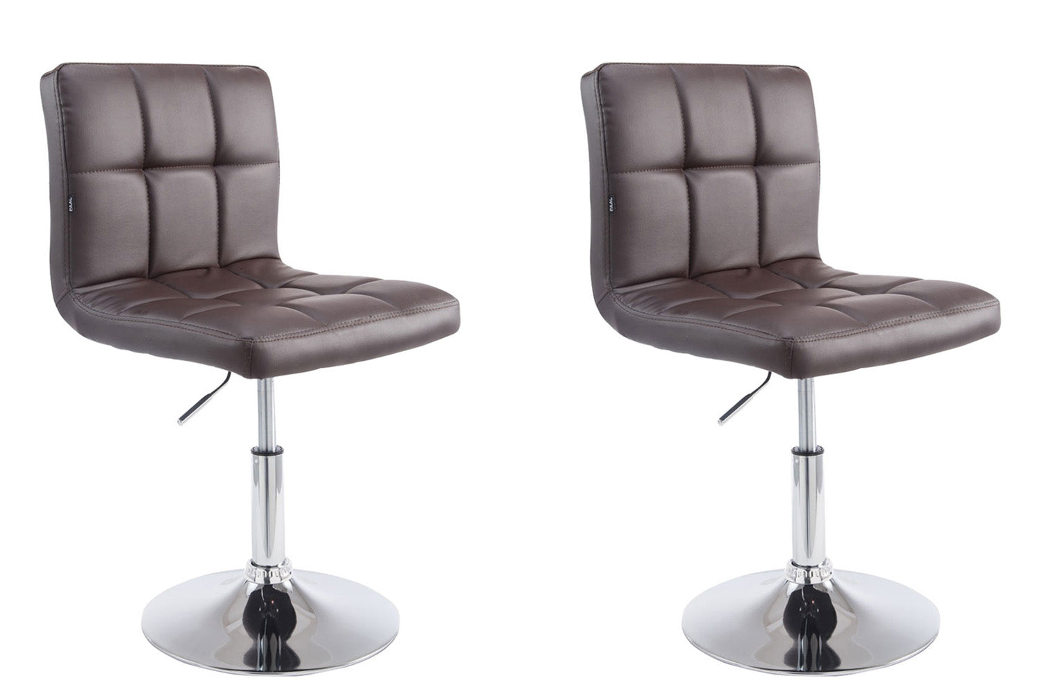 2-delige Set Lounger Stoelen - Luxe Kunstleer - Hoogte Verstelbaar, Chroom-look Frame Kleur bruin