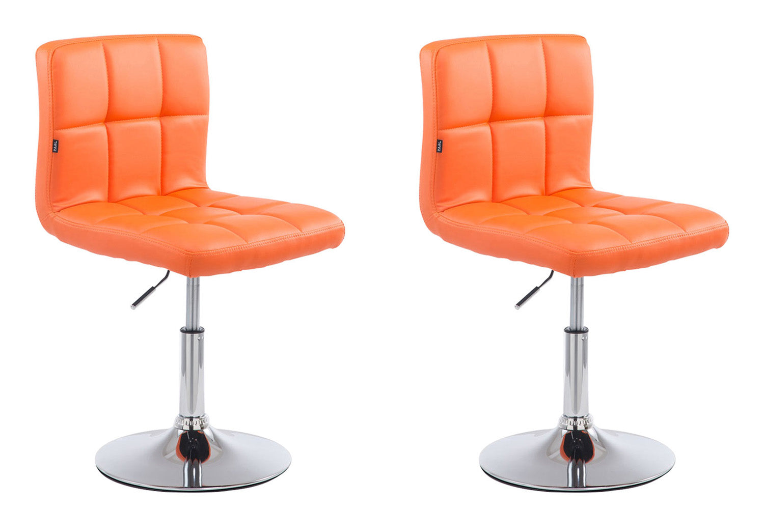 2-delige Set Lounger Stoelen - Luxe Kunstleer - Hoogte Verstelbaar, Chroom-look Frame Kleur oranje