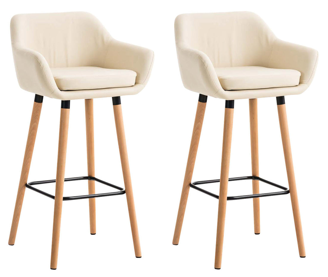 Set van 2 Barkrukken - Kunstleer Stoel - Ergonomisch Comfort, Stijlvolle Gezelligheid Kleur crème