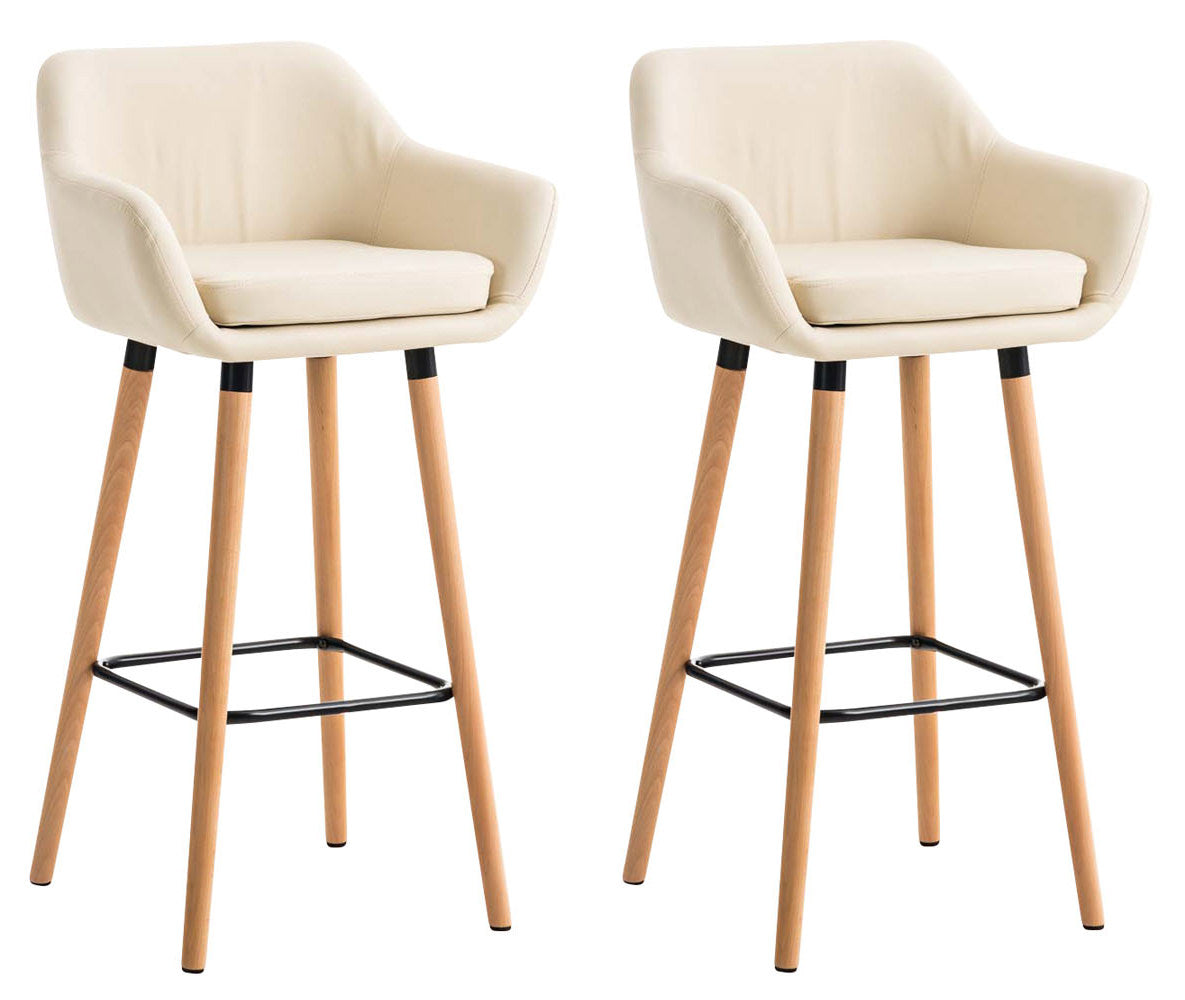 Set van 2 Barkrukken - Kunstleer Stoel - Ergonomisch Comfort, Stijlvolle Gezelligheid Kleur crème