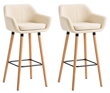 Set van 2 Barkrukken - Kunstleer Stoel - Ergonomisch Comfort, Stijlvolle Gezelligheid Kleur crème