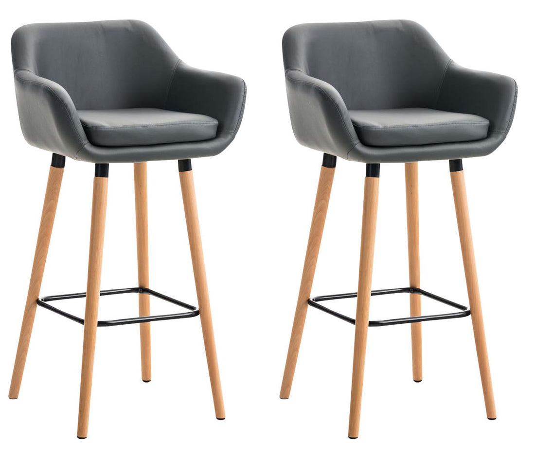 Set van 2 Barkrukken - Kunstleren Stoelen - Comfortabel Zitdesign Kleur grijs