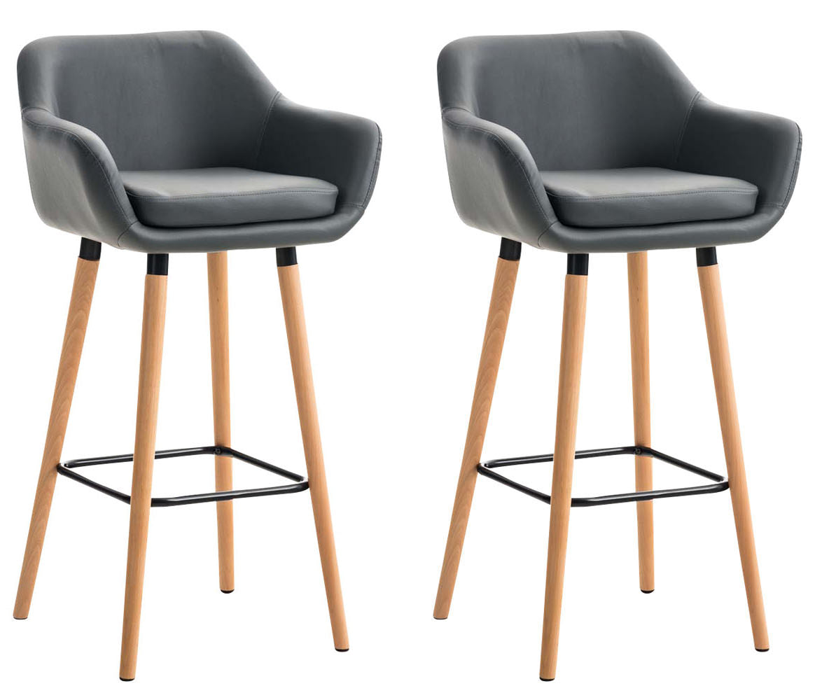 Set van 2 Barkrukken - Kunstleren Stoelen - Comfortabel Zitdesign Kleur grijs