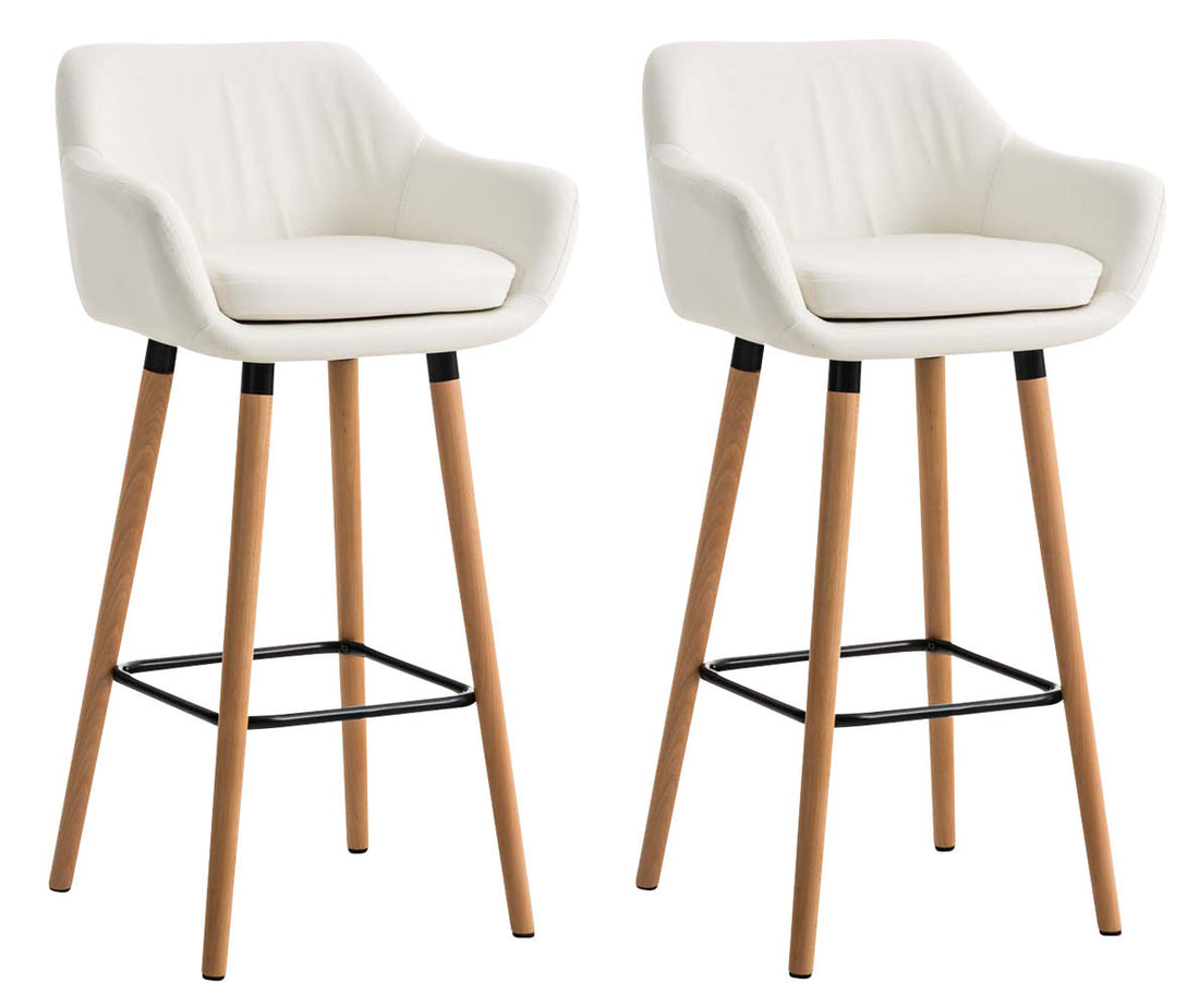 2-delige set Barkrukken - Comfortabele Stijl - Kunstleer Bekleding & Eenvoudig Onderhoud Kleur wit