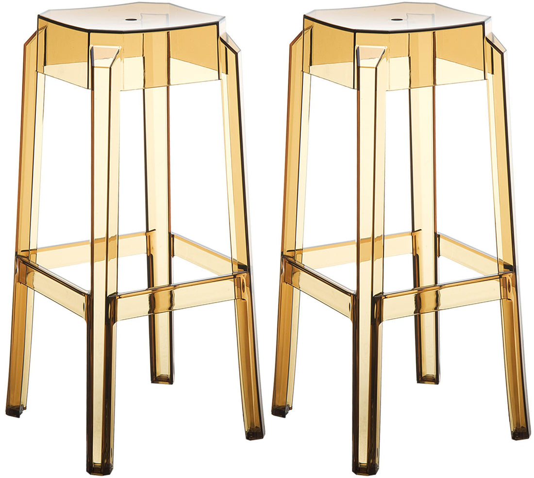 Barkrukken Set - Hoge Krukken, UV-bestendig & Stapelbaar Design - Modern & Functioneel Kleur barnsteen