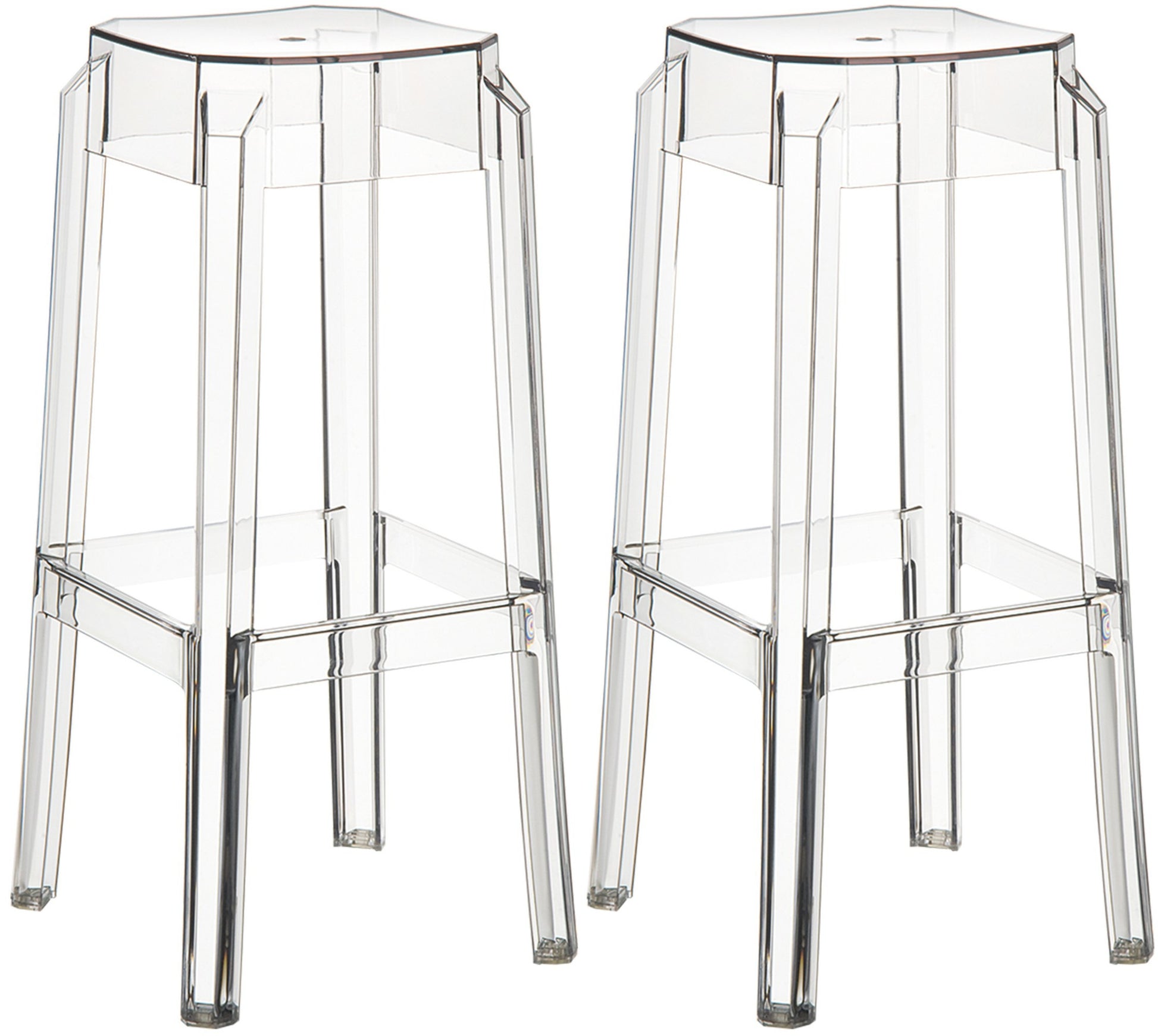 Barkrukken Set - Hoge Krukken, UV-bestendig & Stapelbaar Design - Modern & Functioneel Kleur transparant