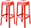 Barkrukken Set - Hoge Krukken, UV-bestendig & Stapelbaar Design - Modern & Functioneel Kleur rood