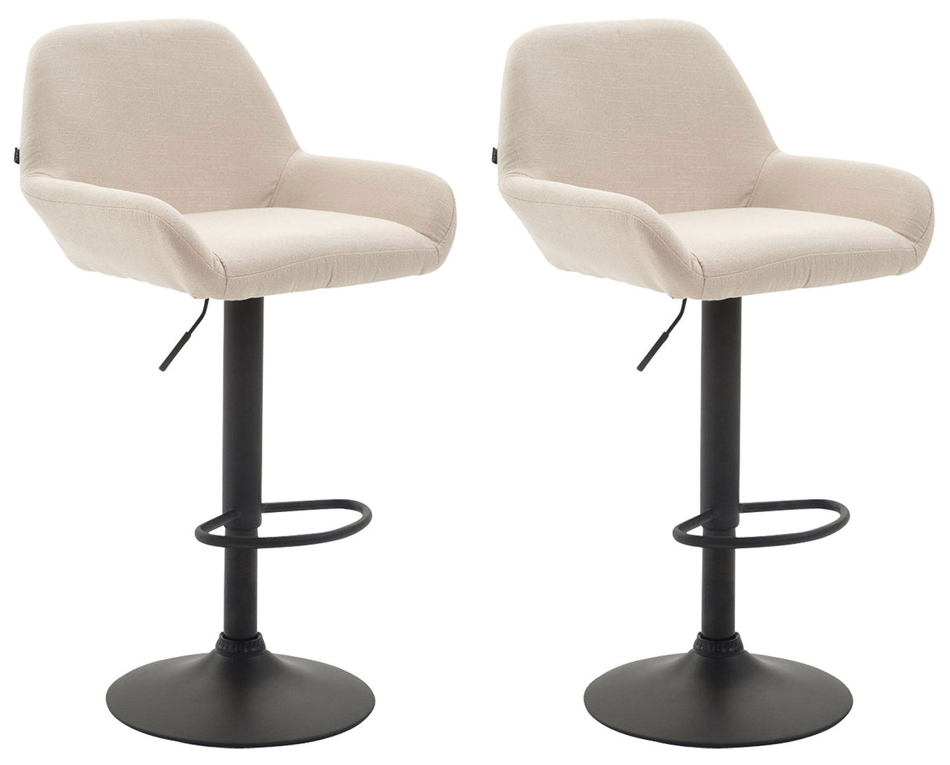 Set van 2 Verstelbare Barkrukken - Barstoelen - Comfortabele Rugleuning & Voetensteun Kleur crème Onderstel Kleur zwart