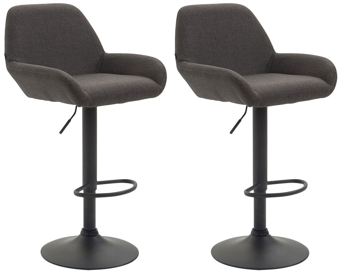 Set van 2 Verstelbare Barkrukken - Barstoelen - Comfortabele Rugleuning & Voetensteun Kleur crème Onderstel Kleur zwart