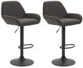 Set van 2 Verstelbare Barkrukken - Barstoelen - Comfortabele Rugleuning & Voetensteun Kleur donkergrijs Onderstel Kleur zwart