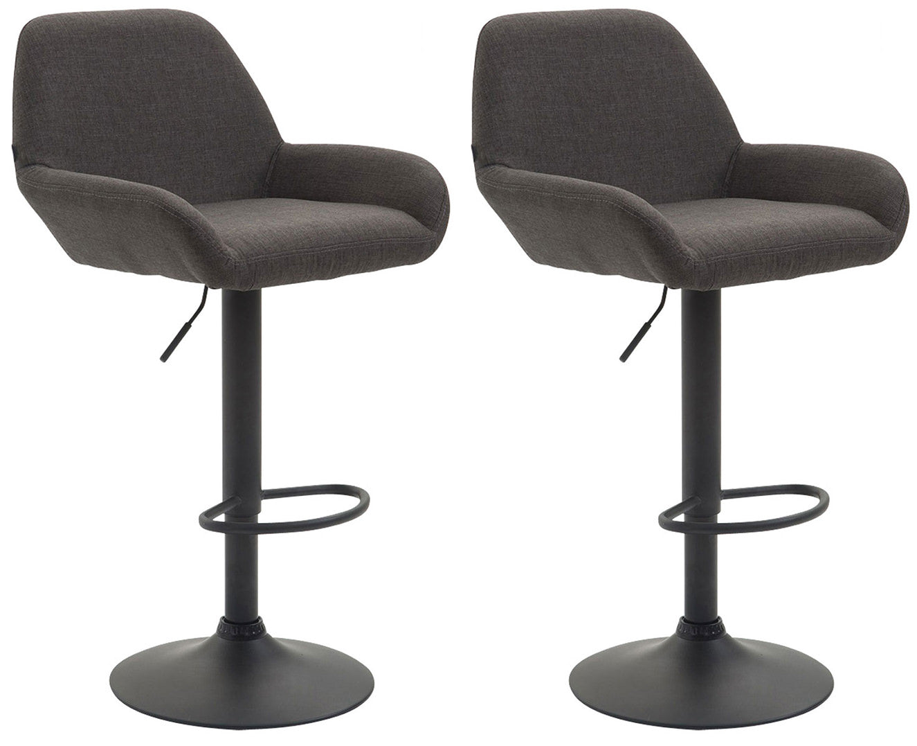 Set van 2 Verstelbare Barkrukken - Barstoelen - Comfortabele Rugleuning & Voetensteun Kleur donkergrijs Onderstel Kleur zwart