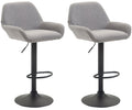 Set van 2 Verstelbare Barkrukken - Barstoelen - Comfortabele Rugleuning & Voetensteun Kleur grijs Onderstel Kleur zwart
