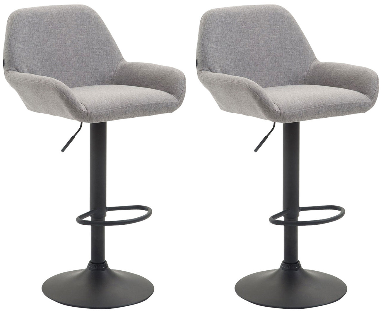 Set van 2 Verstelbare Barkrukken - Barstoelen - Comfortabele Rugleuning & Voetensteun Kleur grijs Onderstel Kleur zwart