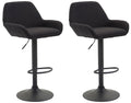Set van 2 Verstelbare Barkrukken - Barstoelen - Comfortabele Rugleuning & Voetensteun Kleur zwart Onderstel Kleur zwart