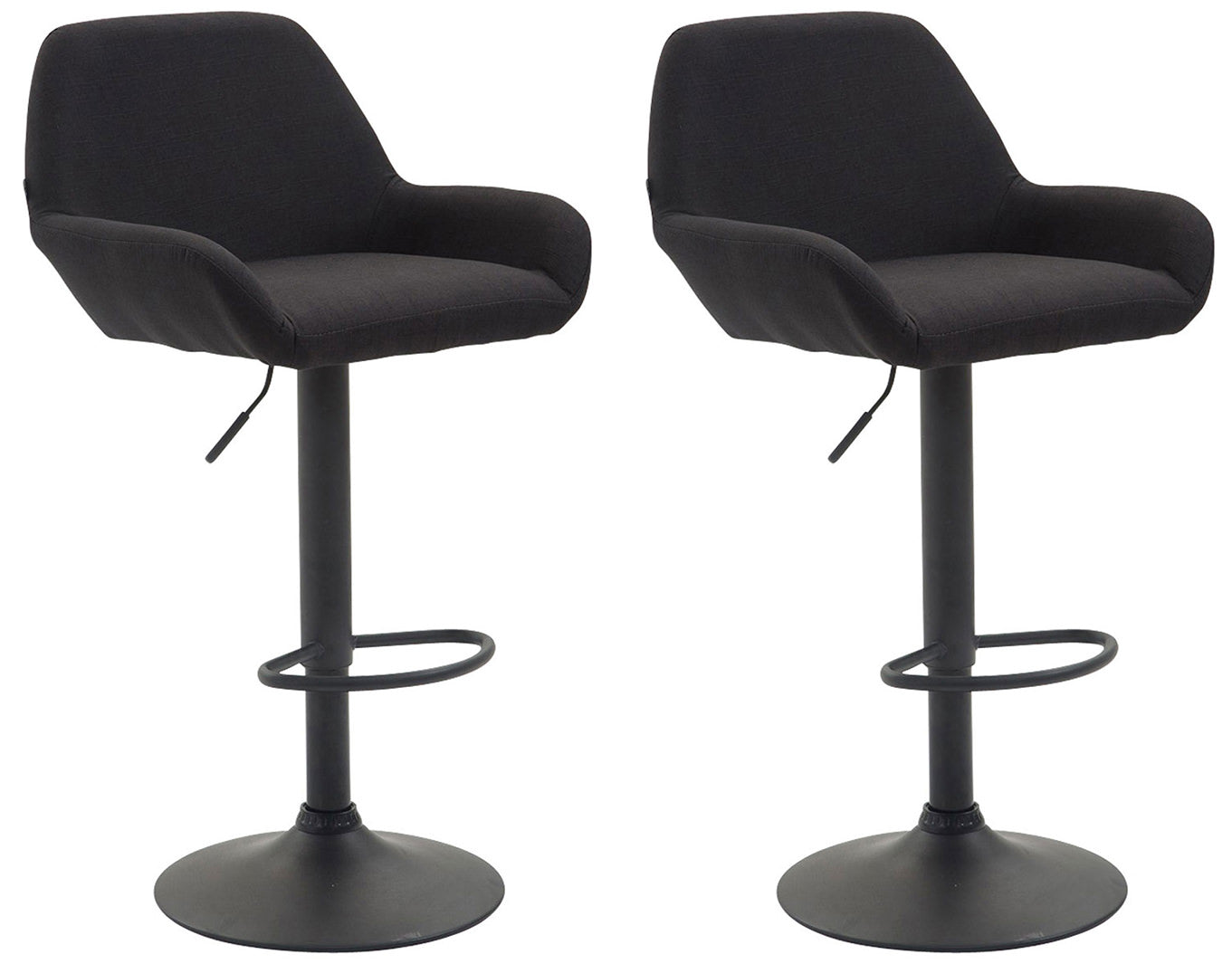 Set van 2 Verstelbare Barkrukken - Barstoelen - Comfortabele Rugleuning & Voetensteun Kleur zwart Onderstel Kleur zwart