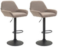 Set van 2 Verstelbare Barkrukken - Barstoelen - Comfortabele Rugleuning & Voetensteun Kleur taupe Onderstel Kleur zwart