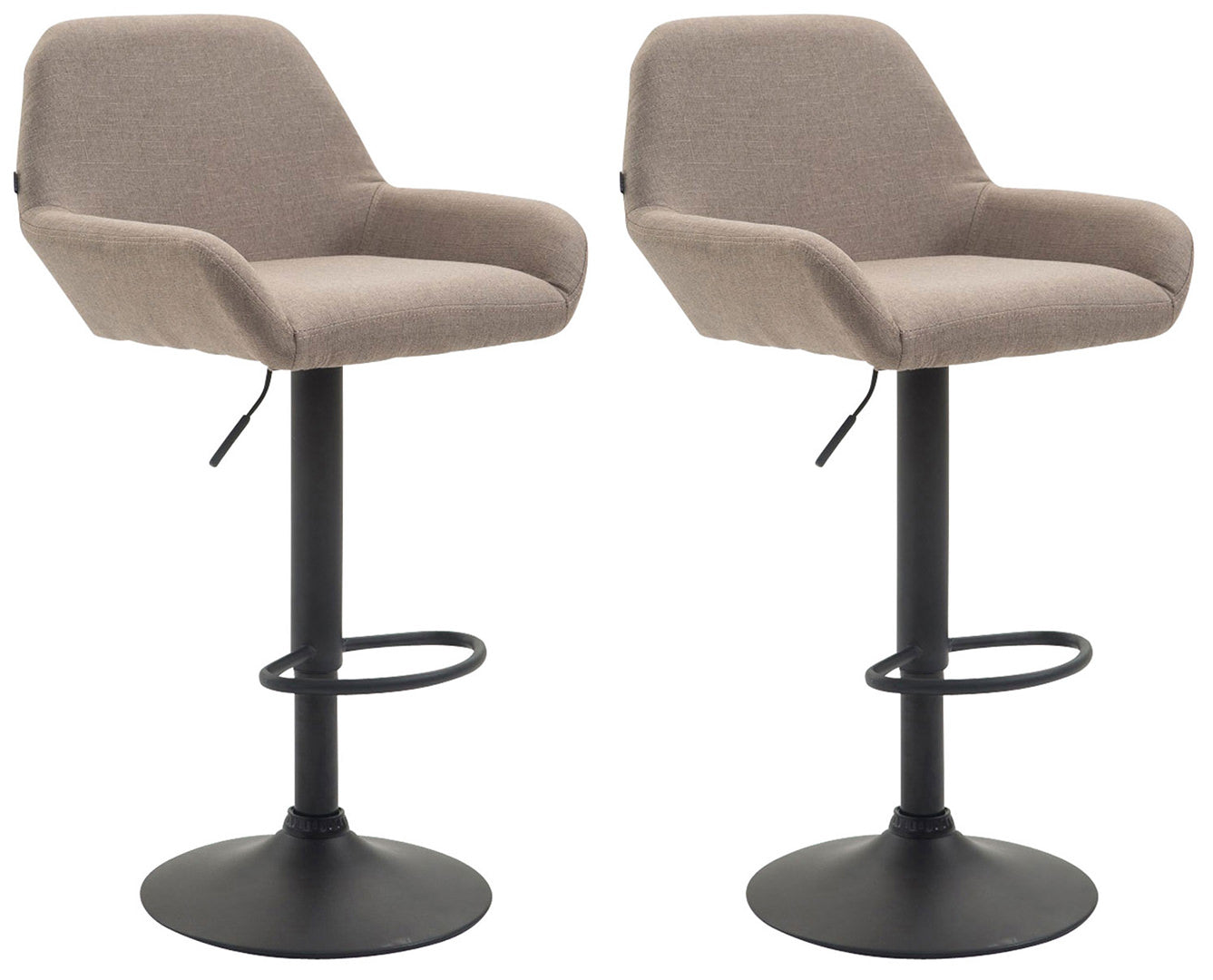 Set van 2 Verstelbare Barkrukken - Barstoelen - Comfortabele Rugleuning & Voetensteun Kleur taupe Onderstel Kleur zwart