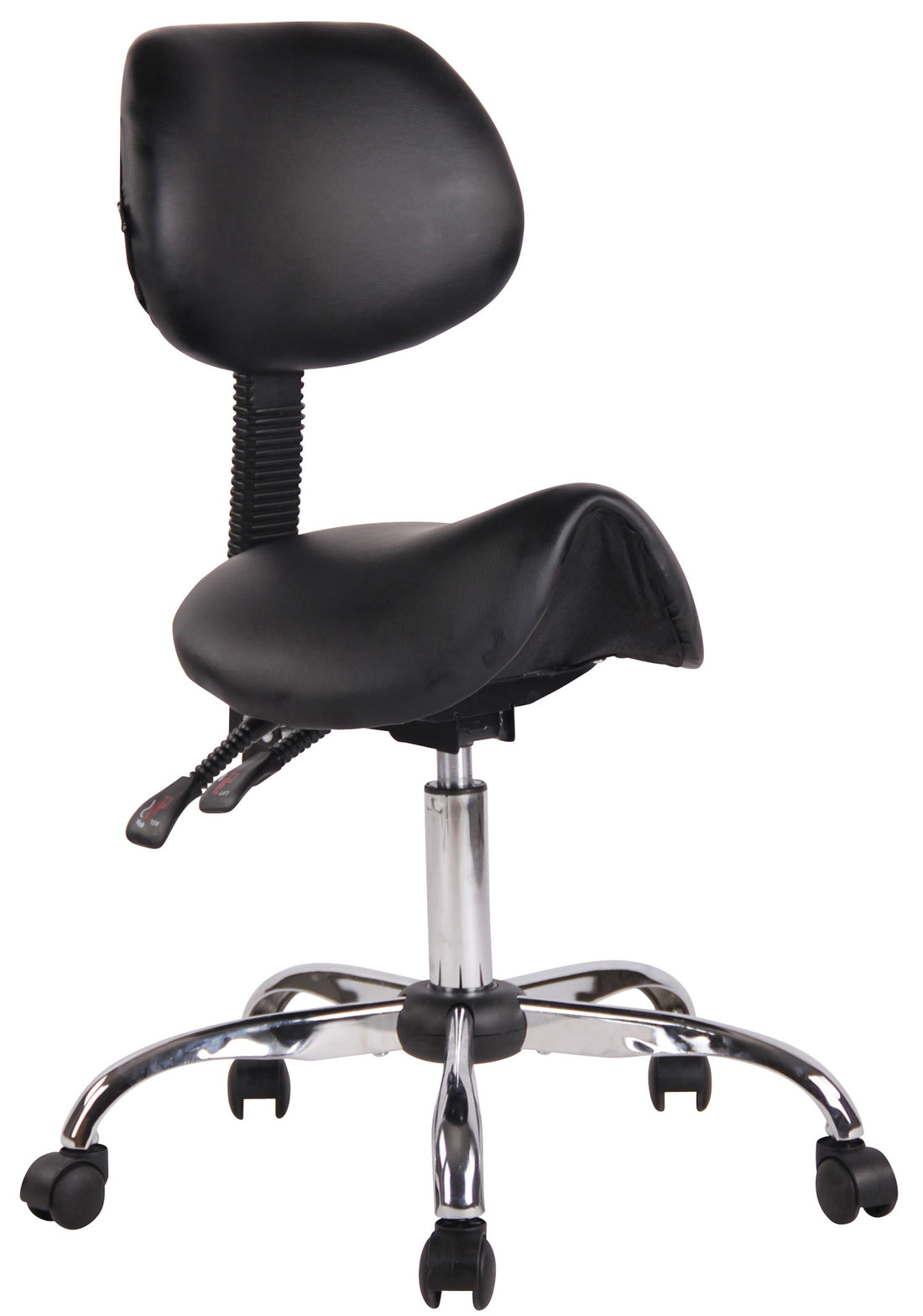 Ergonomische Werkkruk - Zadelkruk - Comfortabel & Verstelbaar, Kunstleer, 5 wielen, Zwart Kleur zwart