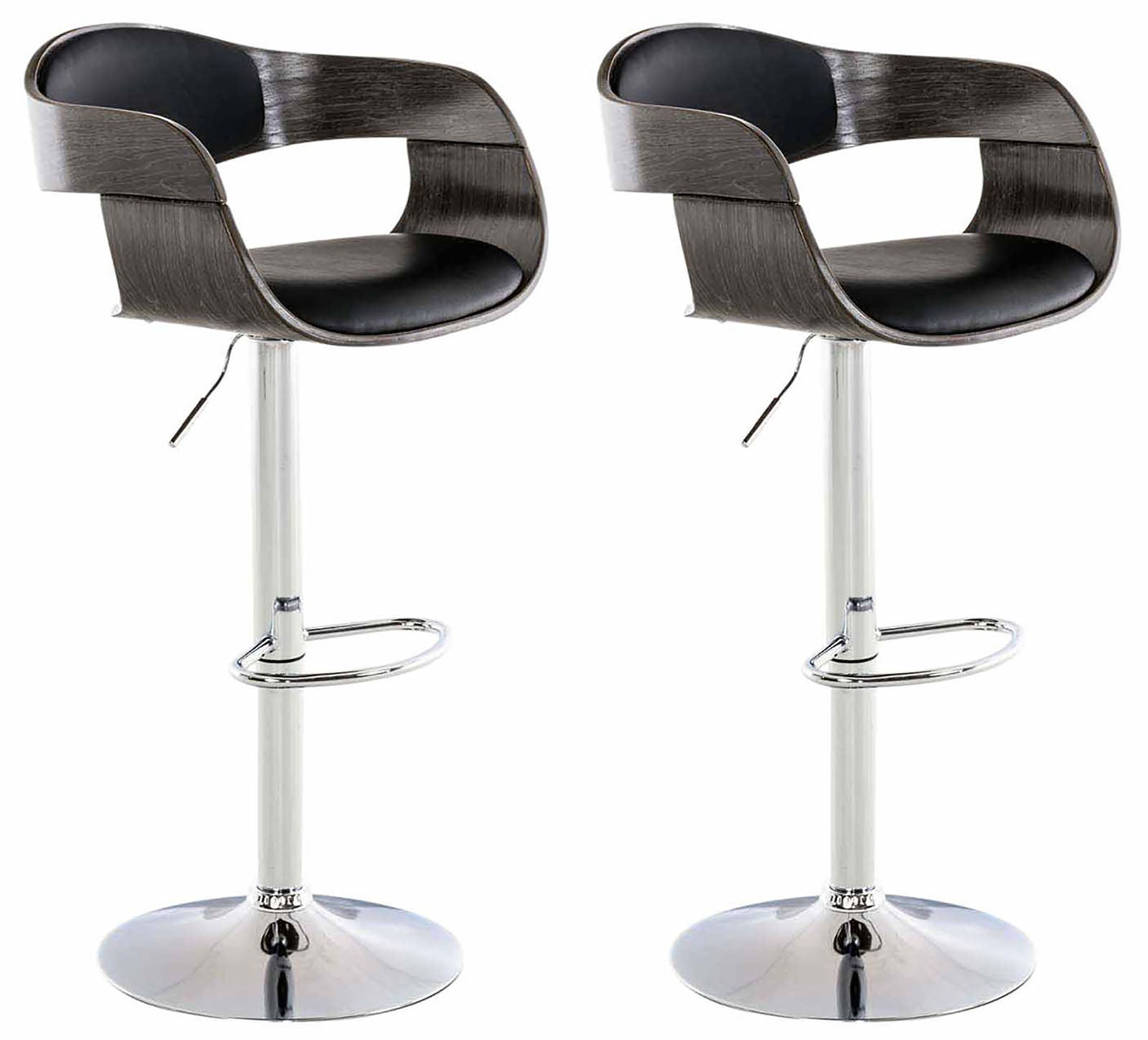 Set van 2 Kunstleren Barkrukken - Design Krukken - Traploos Verstelbaar voor Optimaal Comfort Kleur zwart/grijs