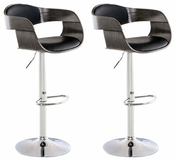 Set van 2 Kunstleren Barkrukken - Design Krukken - Traploos Verstelbaar voor Optimaal Comfort Kleur zwart/grijs
