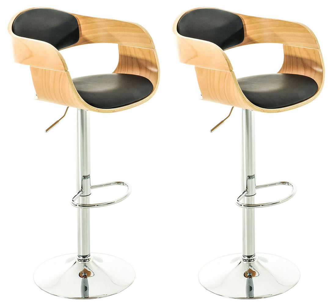 Set van 2 Kunstleren Barkrukken - Design Krukken - Traploos Verstelbaar voor Optimaal Comfort Kleur zwart/grijs