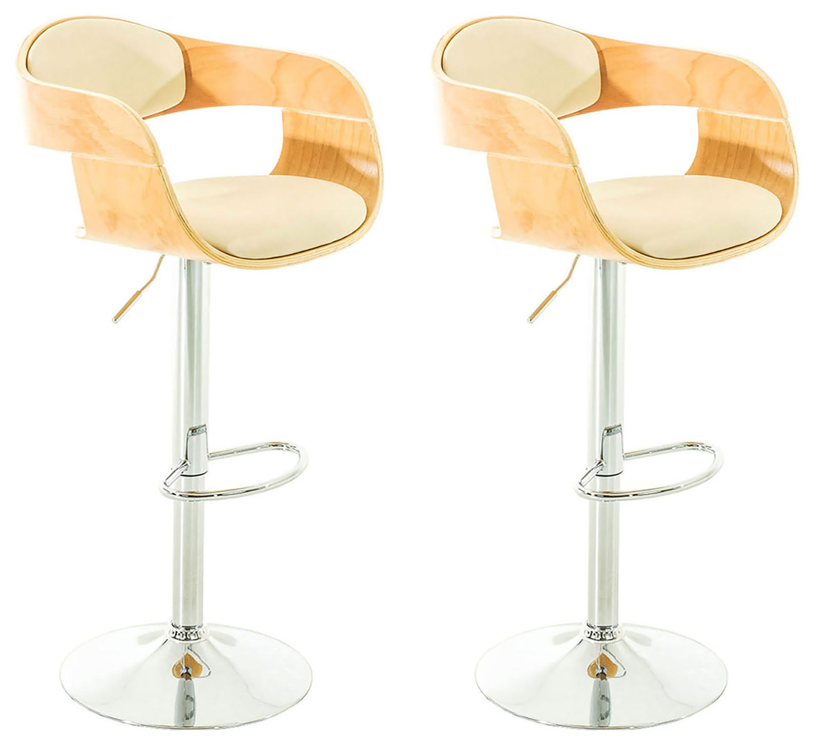 Set van 2 Kunstleren Barkrukken - Design Krukken - Traploos Verstelbaar voor Optimaal Comfort Kleur natuur/creme