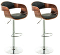 Set van 2 Kunstleren Barkrukken - Design Krukken - Traploos Verstelbaar voor Optimaal Comfort Kleur walnoot/zwart