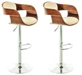 Set van 2 Kunstleren Barkrukken - Design Krukken - Traploos Verstelbaar voor Optimaal Comfort Kleur walnoot/creme