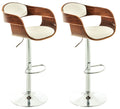 Set van 2 Kunstleren Barkrukken - Design Krukken - Traploos Verstelbaar voor Optimaal Comfort Kleur walnoot/wit