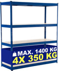 Magazijnrek 160x180x60 cm - Opslagstelling - Totale Draagkracht 1,4 Ton Kleur blauw