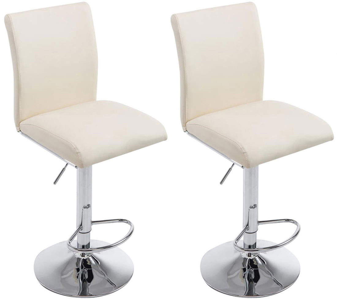 2-delige set Barkrukken - Hoge stoelen - Comfortabele hoogteverstelbaarheid, Kunstleer Afwerking Kleur crème
