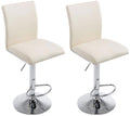 2-delige set Barkrukken - Hoge stoelen - Comfortabele hoogteverstelbaarheid, Kunstleer Afwerking Kleur crème