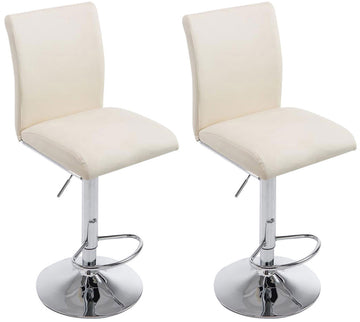 2-delige set Barkrukken - Hoge stoelen - Comfortabele hoogteverstelbaarheid, Kunstleer Afwerking Kleur crème