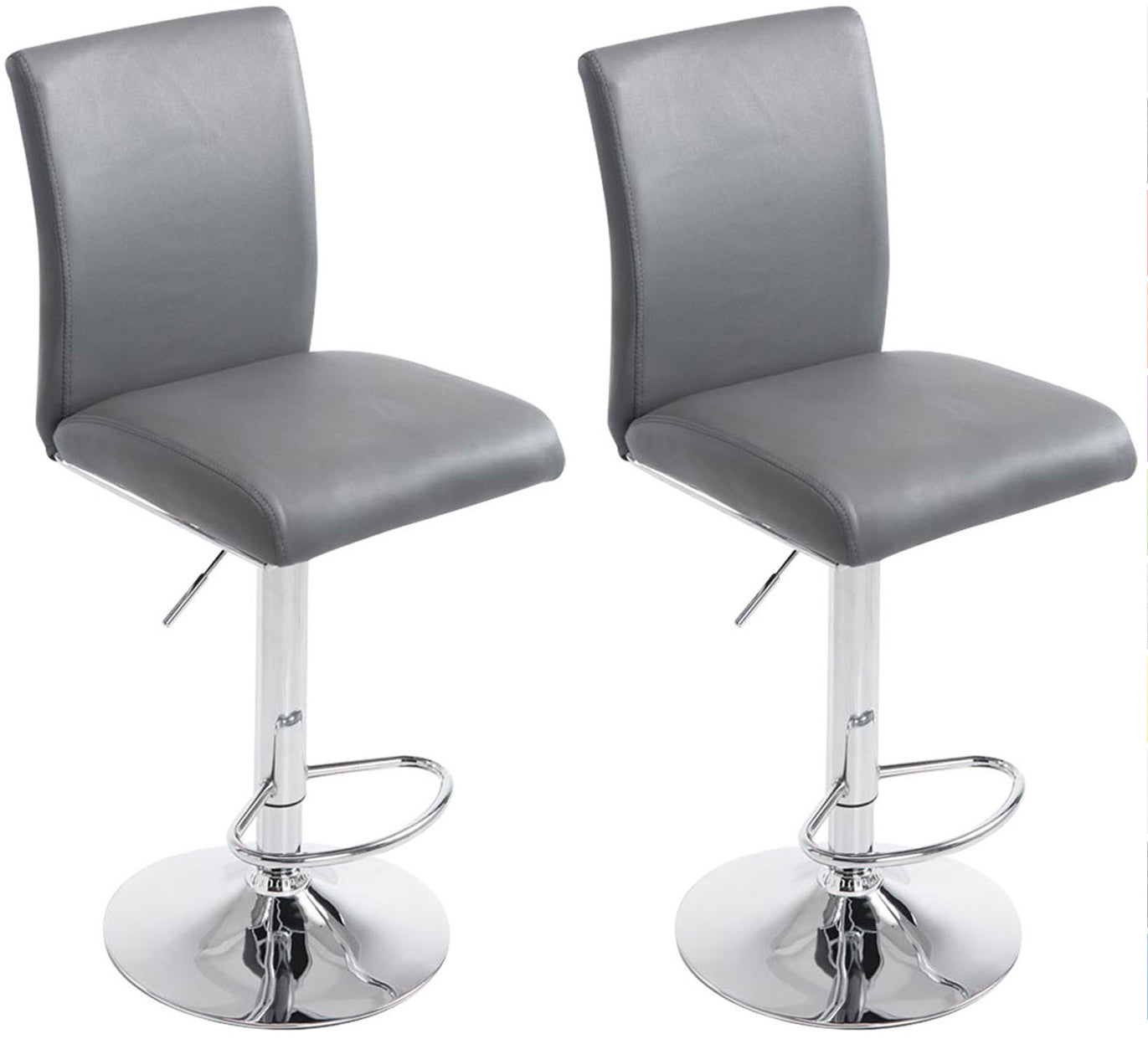 2-delige set Barkrukken - Hoge stoelen - Comfortabele hoogteverstelbaarheid, Kunstleer Afwerking Kleur grijs