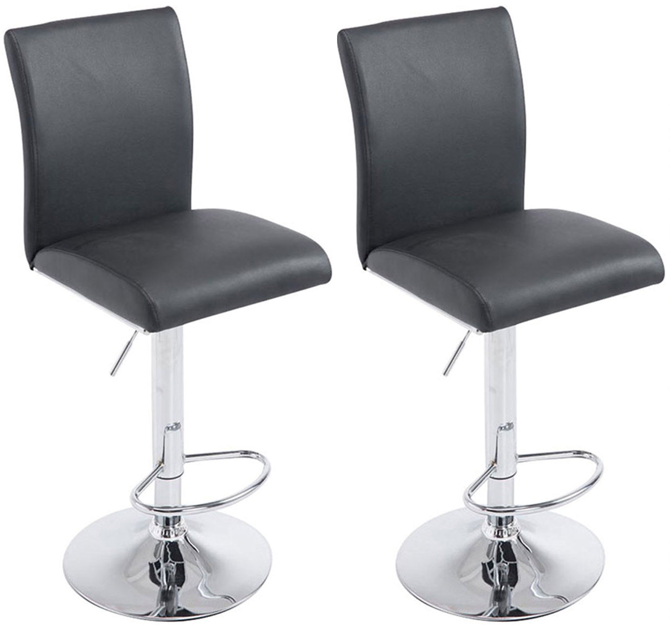 2-delige set Barkrukken - Hoge stoelen - Comfortabele hoogteverstelbaarheid, Kunstleer Afwerking Kleur zwart