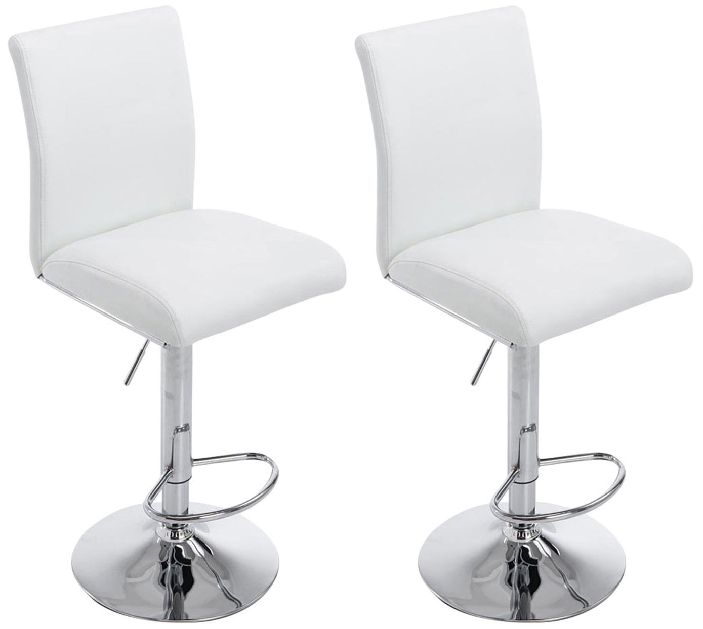 2-delige set Barkrukken - Hoge stoelen - Comfortabele hoogteverstelbaarheid, Kunstleer Afwerking Kleur wit