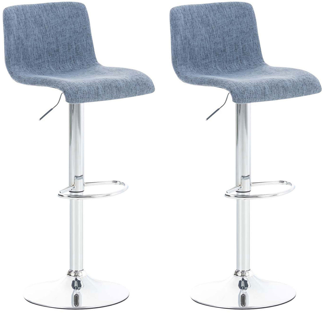 2-delige Set Barkrukken Stoffen Zitting - Bistrostoelen - Ergonomisch Comfortabel Kleur blauw Onderstel Kleur chroom