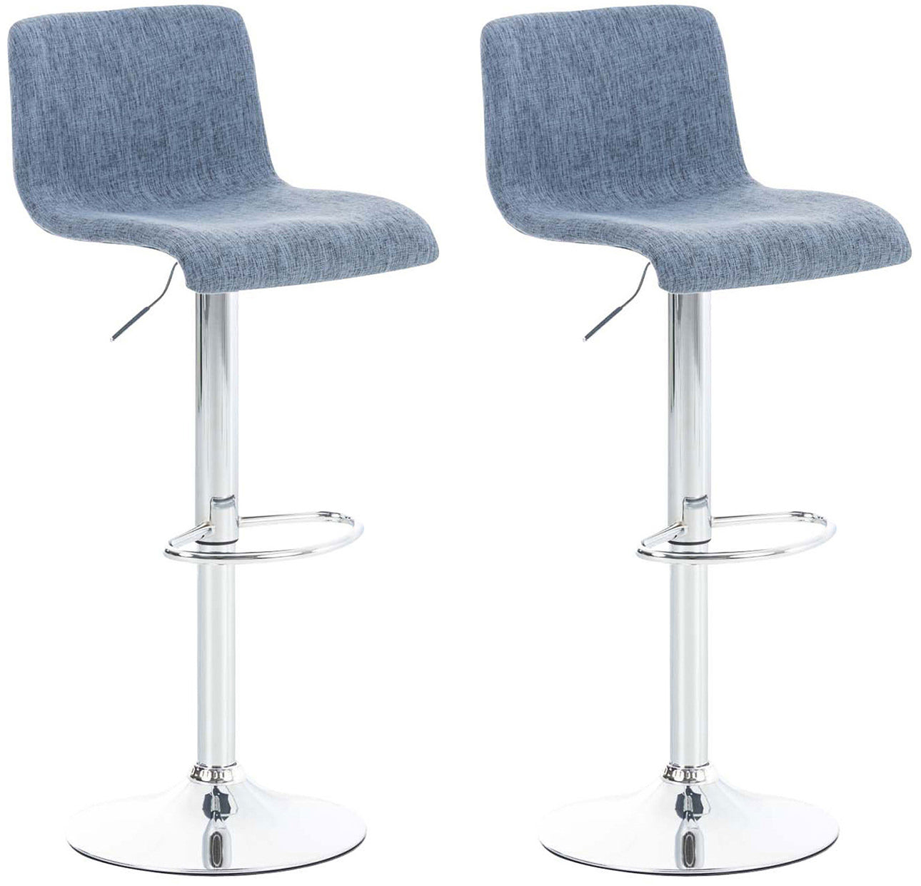2-delige Set Barkrukken Stoffen Zitting - Bistrostoelen - Ergonomisch Comfortabel Kleur blauw Onderstel Kleur chroom