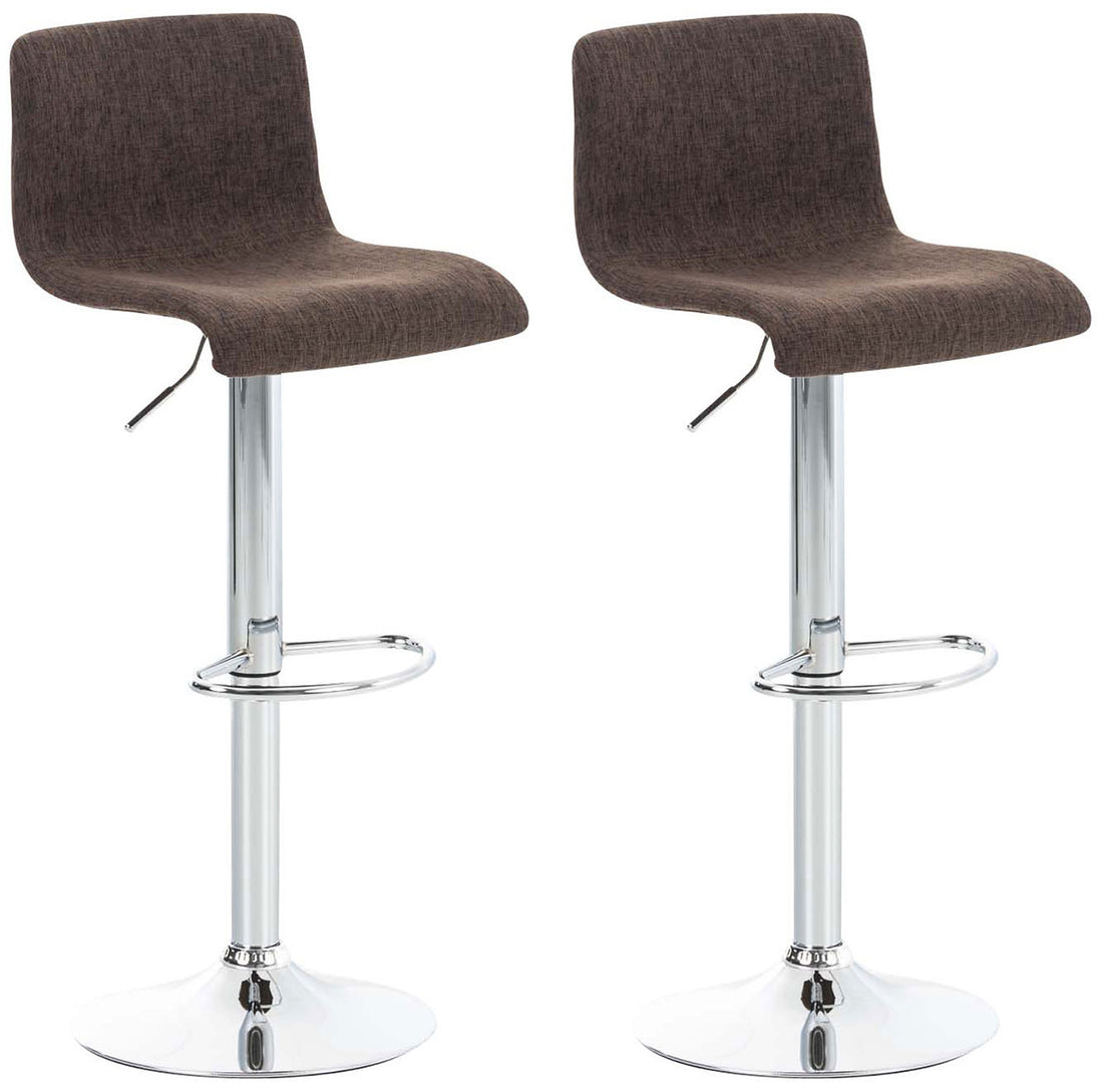 Set van 2 Stoffen Barkrukken - Barstoelen - Ergonomisch Ontwerp & Verstelbare Hoogte Kleur bruin