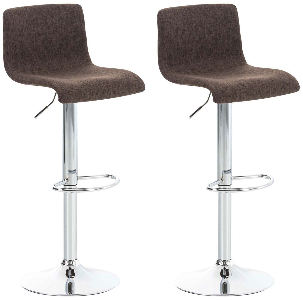 Set van 2 Stoffen Barkrukken - Barstoelen - Ergonomisch Ontwerp & Verstelbare Hoogte Kleur bruin