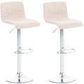 2-delige Set Barkrukken Stoffen Zitting - Bistrostoelen - Ergonomisch Comfortabel Kleur crème Onderstel Kleur chroom