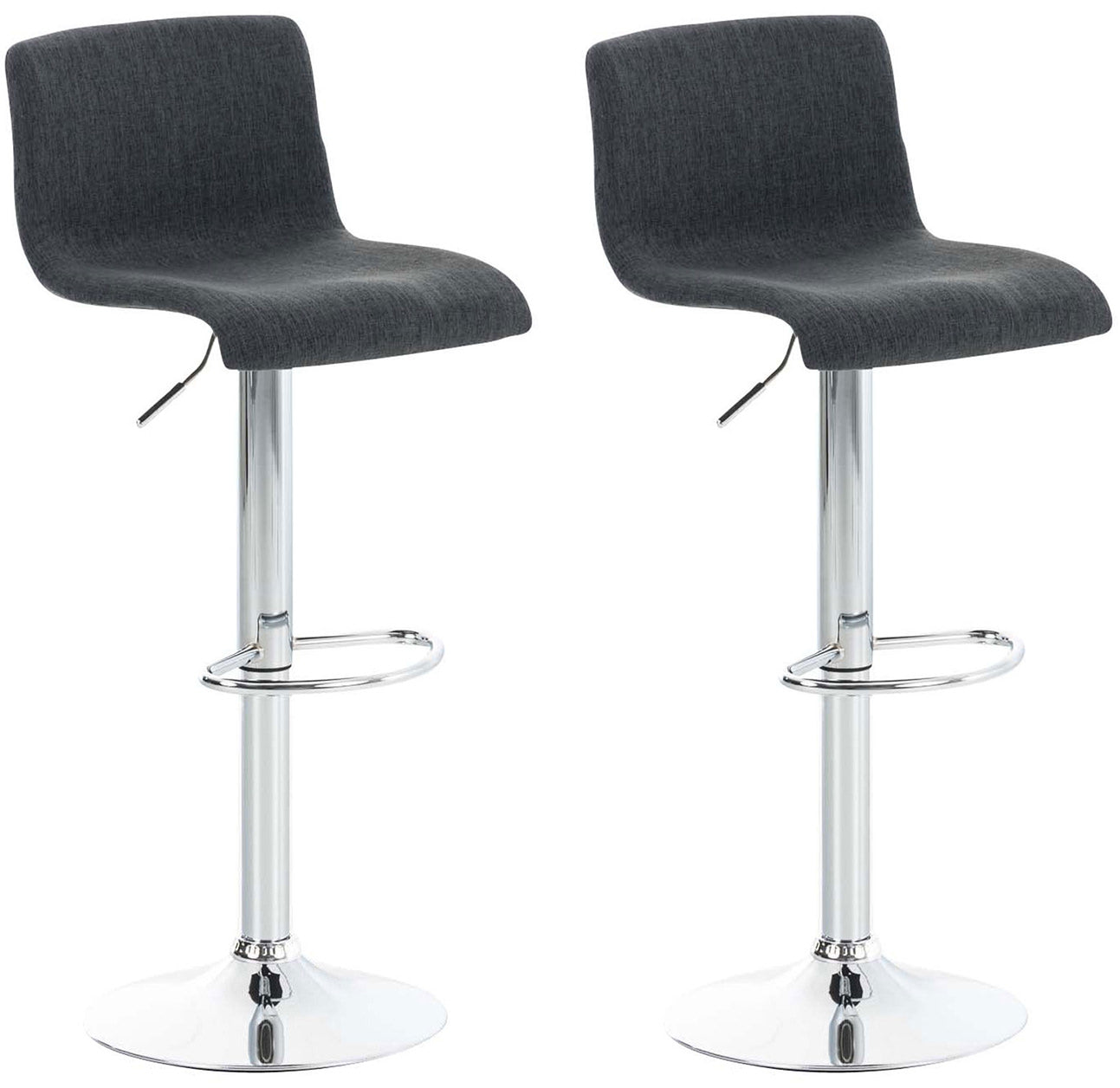 2-delige Set Barkrukken Stoffen Zitting - Bistrostoelen - Ergonomisch Comfortabel Kleur donkergrijs Onderstel Kleur chroom