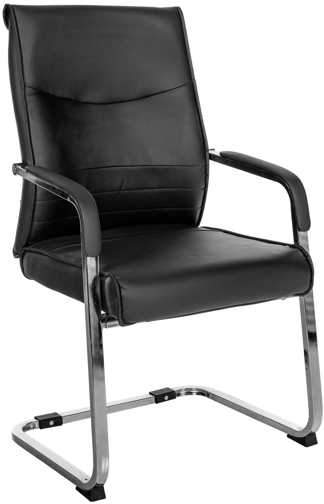 Bezoekersstoel - Gaststoel - Hoog Zitcomfort, Ergonomisch Design, Kunstleer/Stof Optie Kleur zwart Materiaal kunstleer