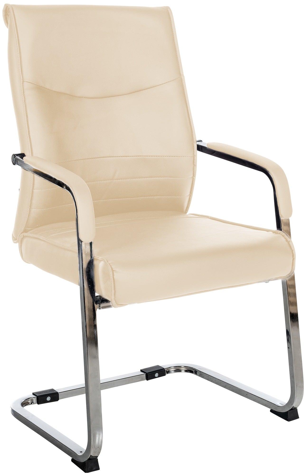 Bezoekersstoel - Gaststoel - Hoog Zitcomfort, Ergonomisch Design, Kunstleer/Stof Optie Kleur crème Materiaal kunstleer
