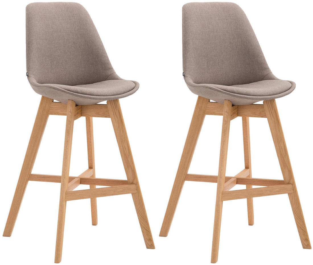 2-delige set Barkrukken - Hoge Stoelen - Comfortabele Zit, Duurzame Stofbekleding Kleur blauw Onderstel Kleur natuur