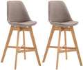 2-delige set Barkrukken - Hoge Stoelen - Comfortabele Zit, Duurzame Stofbekleding Kleur taupe Onderstel Kleur natuur