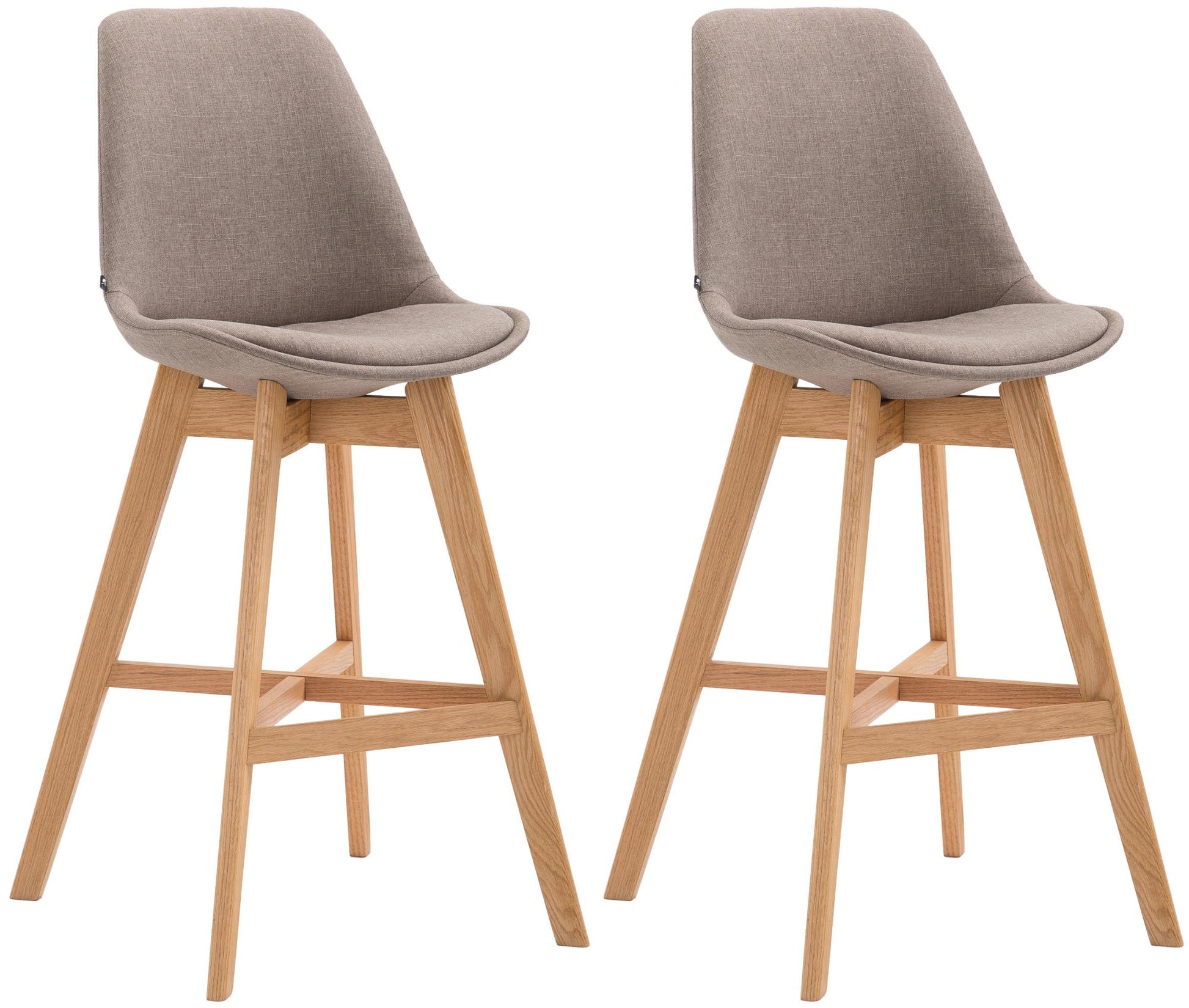 2-delige set Barkrukken - Hoge Stoelen - Comfortabele Zit, Duurzame Stofbekleding Kleur taupe Onderstel Kleur natuur