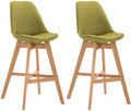 2-delige set Barkrukken - Hoge Stoelen - Comfortabele Zit, Duurzame Stofbekleding Kleur groen Onderstel Kleur natuur